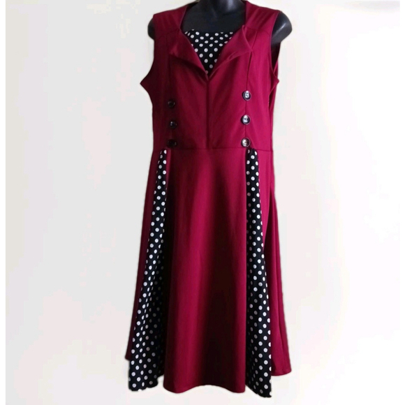 Unbranded Dresses & Skirts - Juniors 2XL Polka Dot Dark Red Midi Dress